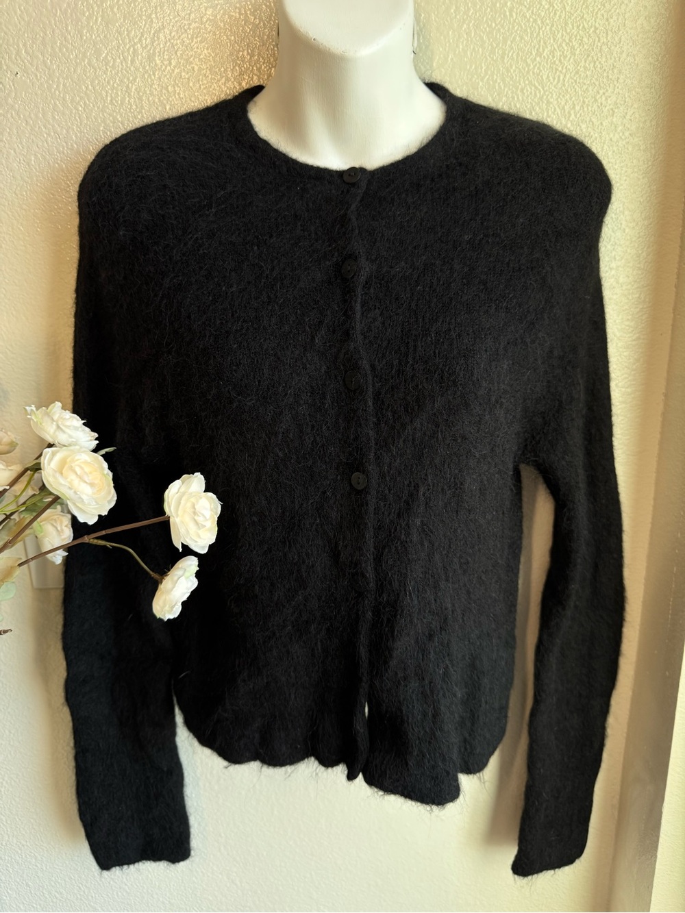 & Other Stories alpaca blend black Crewneck Button-Front Cardigan - Picture 8 of 14